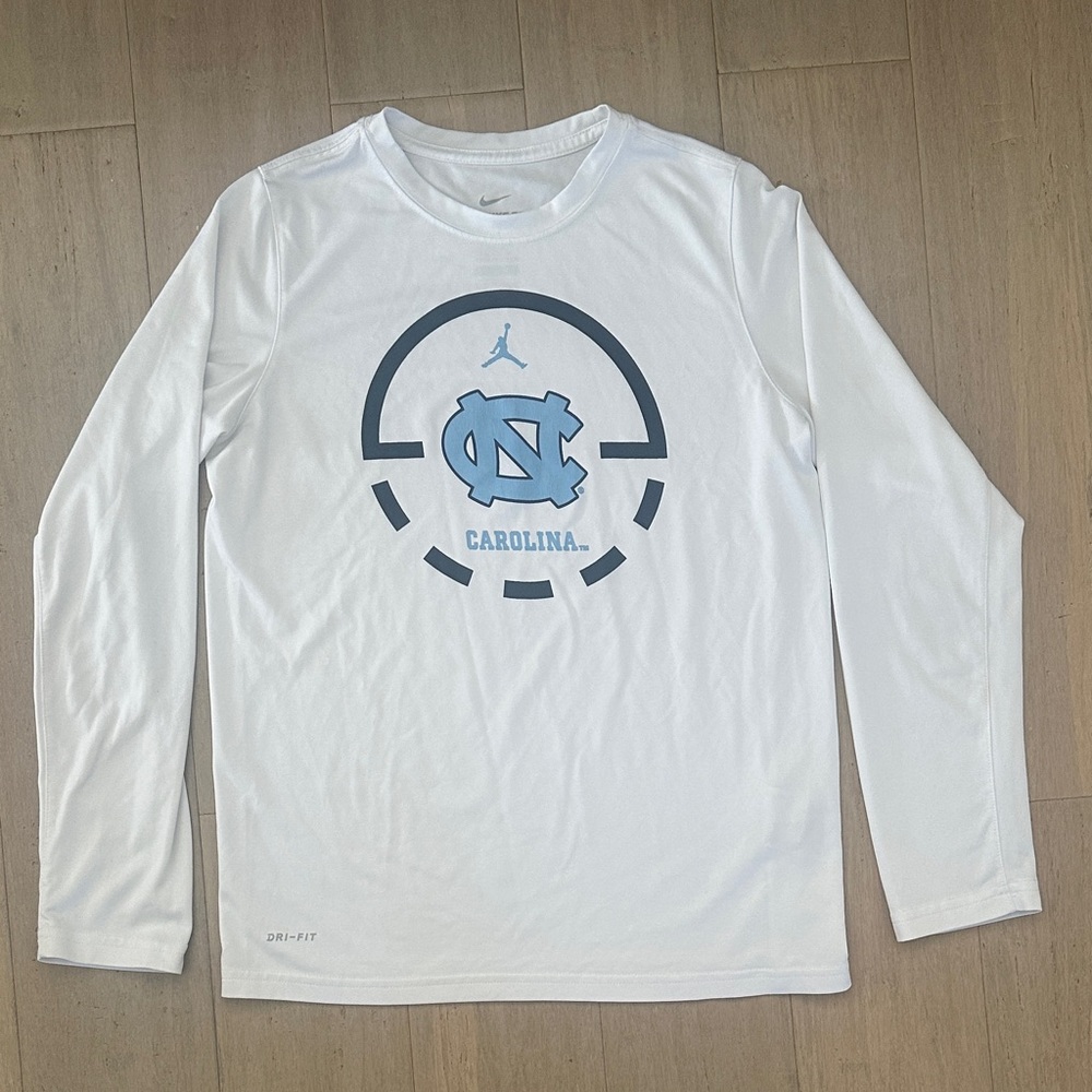 Nike Air Jordan UNC Carolina Basketball Long Sleeve Dri-Fit Tee. Go Heels!